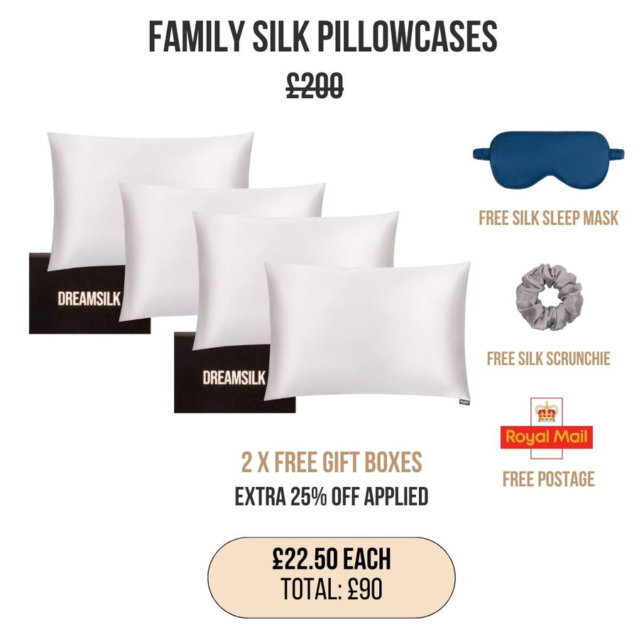 White Silk Pillowcase - Family Pack - Standard & Queen