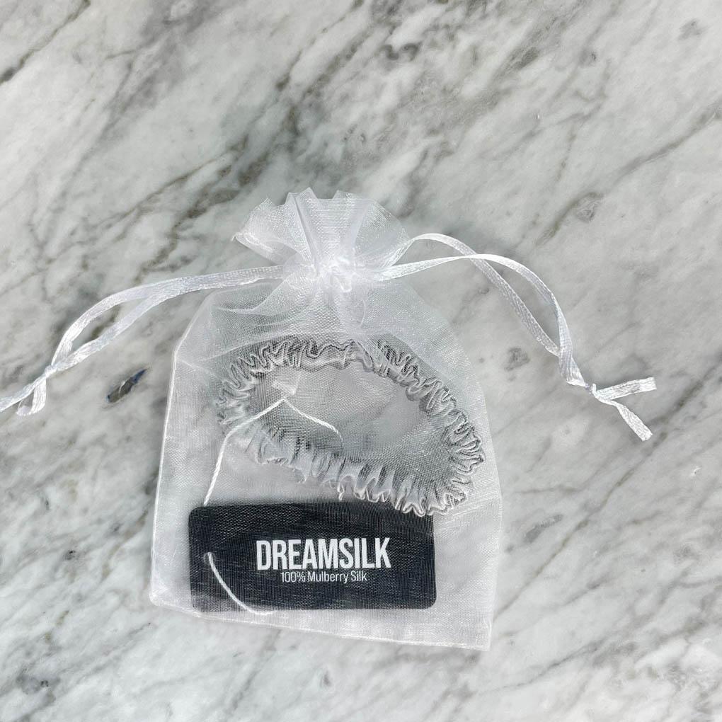 DREAMSILK scrunchie worn in the hair