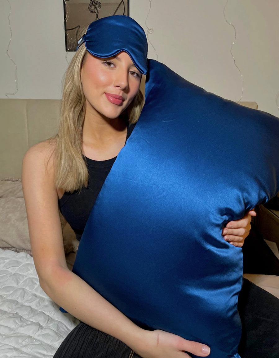 Navy Blue Silk Pillowcase - Standard